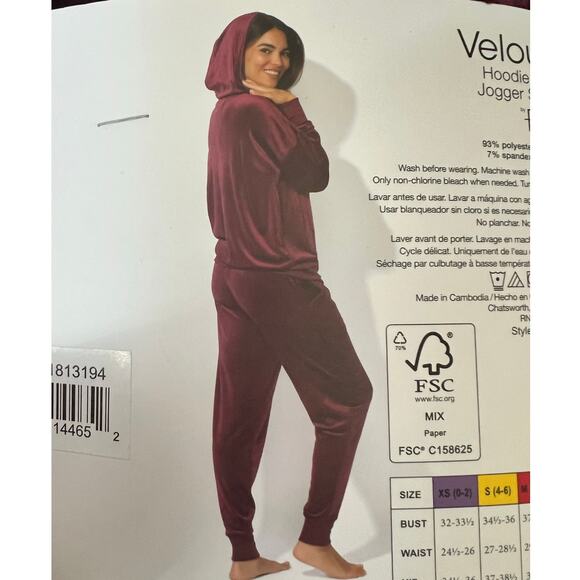 NWT Women's Felina Velour Track Suit, XL, Purple/Red, Loungewear, Jogger - Picture 5 of 6